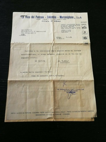 1953 fattura epoca - fattura, voce