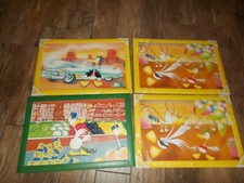 Stock 4 pz quadri quadro in legno raffigurante papero paperi in legno dipinto