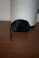 borsellino portaspiccioli con cerniera pelle nera e pelo di foca cm 10 anni 60