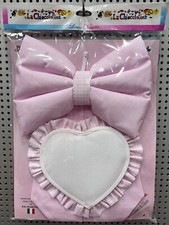 FIOCCO NASCITA COCCARDA FUORI PORTA CUORE ROSA DA RICAMARE A PUNTO CROCE