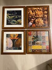 Set 4 Quadri Stampe Vintage per arredamento della cucina,con cornici in legno