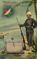 Libia - Cartolina Valigia Bengasi, Gloria dell'Esercito Italiano