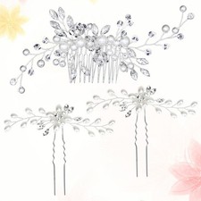  3 Pcs/1 Pettine Sposa Per Capelli Accessori Acconciatura Di Strass