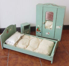 Antico arredamento da bambola /armadio - letto - comodino anni '30