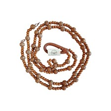 Giorgio Armani Vintage 1980s Deadstock Leather Carved Wood Beaded Belt 115cm