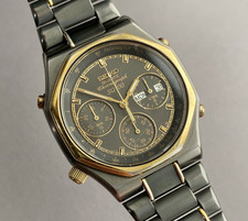 Orologio da polso SEIKO Chronograph 7A38-6080 "Octagon" Black PVD vintage 1997