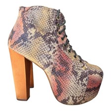 Jeffrey Campbell Lita stivaletto platform serpente rettile donna taglia 7