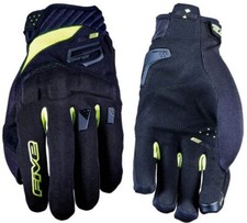 GUANTI MOTO FIVE RS3 EVO NERO BLACK FLUO YELLOW PROTEZIONI TOUCH SCREEN TG M