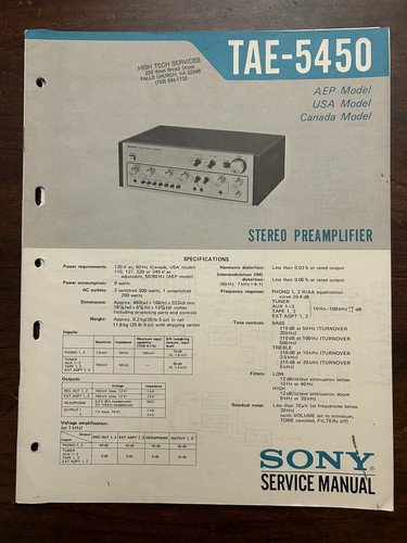 Sony tae 5450 - sony, preamplificatore