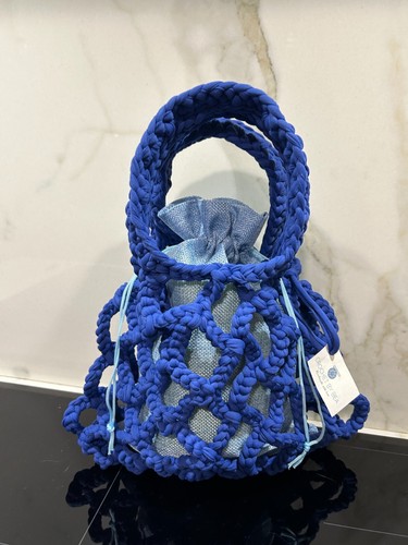 Borsa rete uncinetto blu - a,
