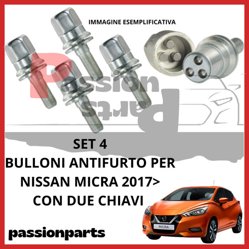 Kit bulloni antifurto - 4, cerchi