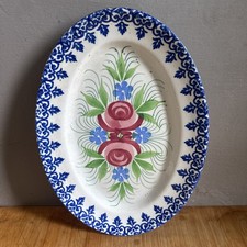 Grande piatto In Ceramica di Mondovi  Fine 800 Decoro Fiori 33 X 23