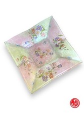 Vassoio in vetro con decorazioni decoupage