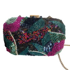 Pochette Sfera Paillettes Perline con Cinghia a Catena | Borsa da Sera Look Fatta a Mano 