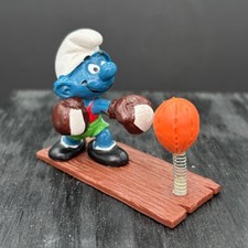 Puffi 40508 Boxer Super Puffo con sacco da boxe Vintage Schleich Peyo Figura Boxe