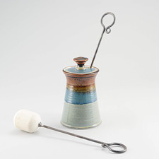 Handmade Cape Cod Firelighter Firepot with Iron and Soapstone Fire Starter Wand 