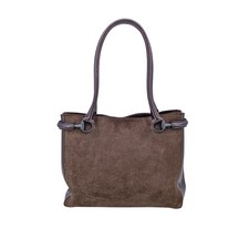 Autentica borsa a tracolla Gucci in pelle scamosciata marrone con dettagli a morso di cavallo