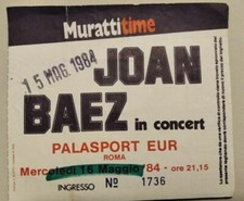 JOAN BAEZ - RARO BIGLIETTO del