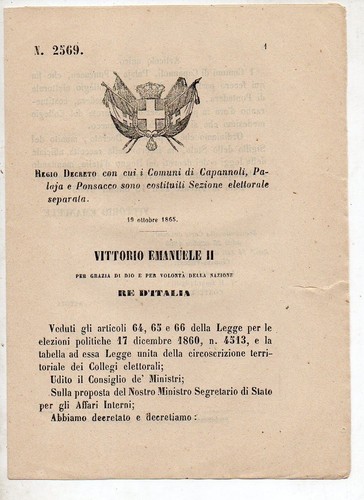 Regio decreto del - 1865, comuni