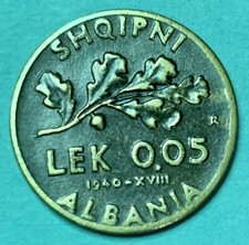 moneta 0,05 Lek Albania occupazione Italia Vittorio Emanuele III