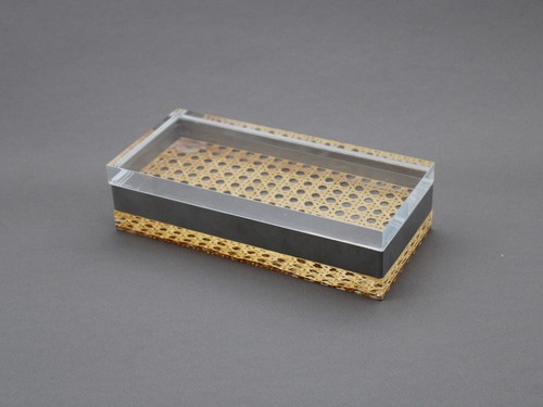 Italian lucite rattan storage - italian,