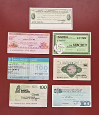 7 Mini Assegni da 100 Lire del