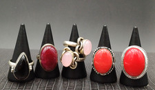 ANELLI IN STILE ETNICO CON PIETRE E CERAMICHE - LOTTO 6 PEZZI