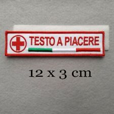 PATCH CROCE ROSSA PERSONALIZZATA RICAMATA CON TESTO CM.12X3 -NASTRO A STRAPPO