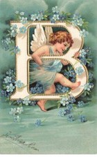 Angeli #SAN46965 Cherubino Seduto Su La Lettera B Alfabeto