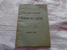 1906 REGNO D'ITALIA LIBRETTO LEGGE DECRETO REGOLAMENTO BANCHI DEL LOTTO