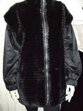 GILET PELLICCIA GIACCA ECOLOGICA SINTETICA ECO FAUX FUR PELZ VISONE NERO VISONE 