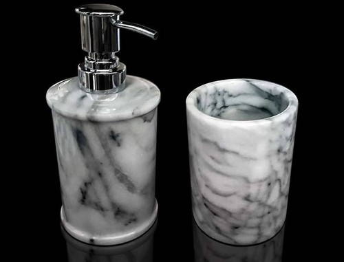 Set bagno 2pz marmo - 2pz, bianco