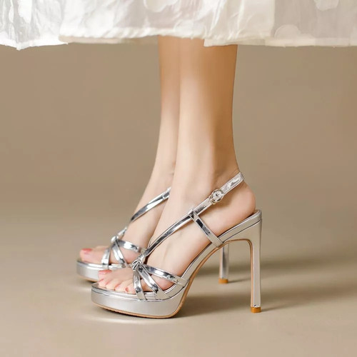 Sandali argento con plateau - sandali,
