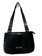 Borsa a tracolla Enrico Coveri in pelle nera italiana vintage