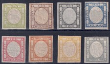 Province Napoletane 1861 Effige di Vittorio Emanuele II in Rilievo 8 Valori MH*