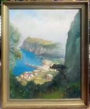 olio su tavola quadro dipinto veduta Capri Anacapri Silvio Valli 1920 circa