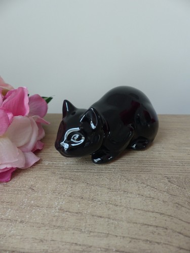 Statuette chat noir - , accroupi