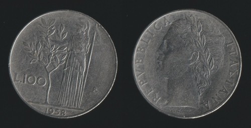 100 lire 1958 - lire, minerva