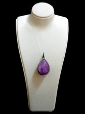 BELLISSIMO PENDENTE PORTA-FOTO A DOPPIA GOCCIA IN VERA AMETISTA E ARG. STERLINGI