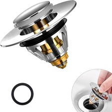 Tappo Lavandino Bagno Click Clack in Ottone Universale Tappi Bidet Pop Up Metall