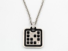 Collana Uomo Acciaio Zoppini Ciondolo Quadrato Dettagli Neri Punto Luce Promo