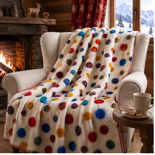 Plaid lana cotta pois - in,
