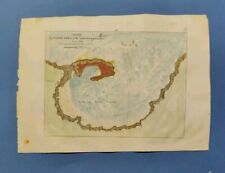 Bella Mappa di Portoferraio Isola d'Elba Italia Acquarellata  1861 Santoni Pisa