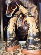 Splendido scrimshaw corno di