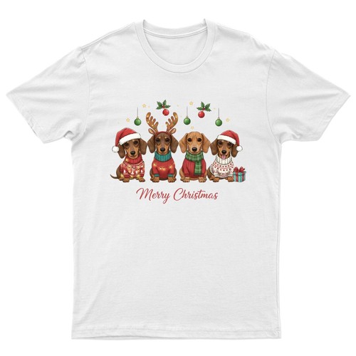 Maglietta buon natale bassotto - maglietta,
