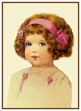 Bessie Pease Gutmann Girl with Pink Bow Counted Cross Stitch Chart Pattern