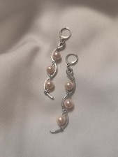 Orecchini Con Perle Rosa Naturali E Fili Di Alluminio