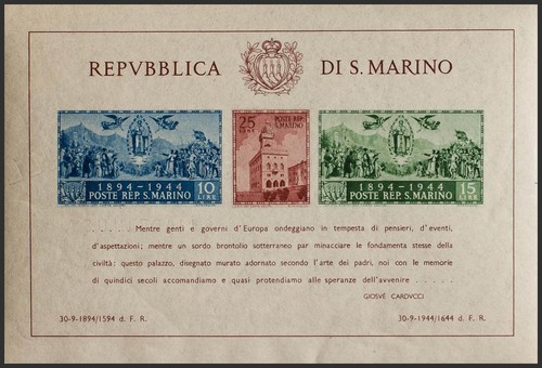 San marino blocco foglio - marino., **