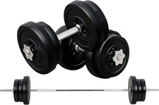 Set Bilanciere E Dischi 65Kg Con 2 Manubri Pesi, Bilanciere Palestra Manubri Con
