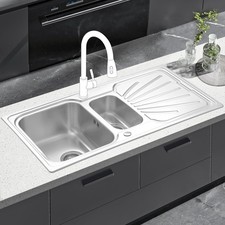 Lavello 2 vasche con scolapiatti in acciaio JASSFERRY